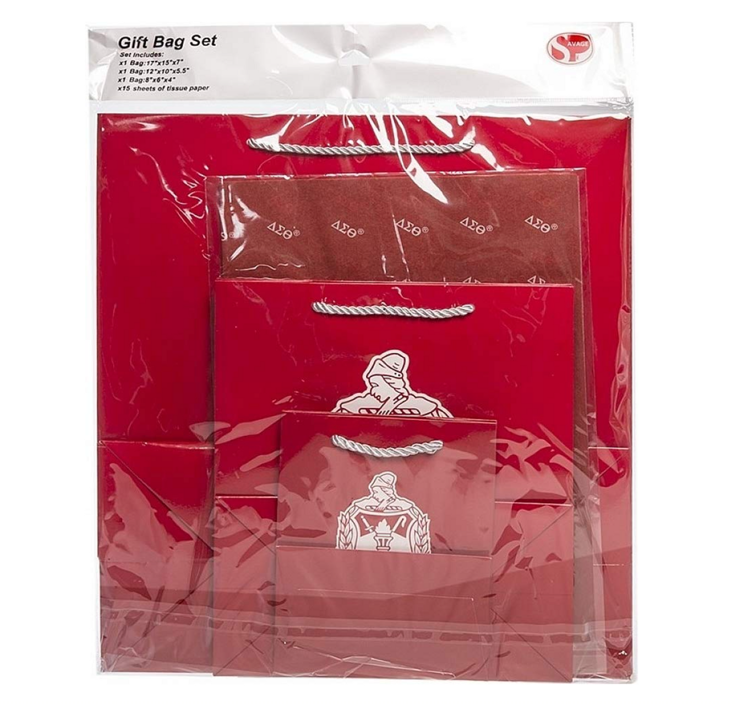 Delta Sigma Theta Paper Gift Bag Set with Decorative Tissues