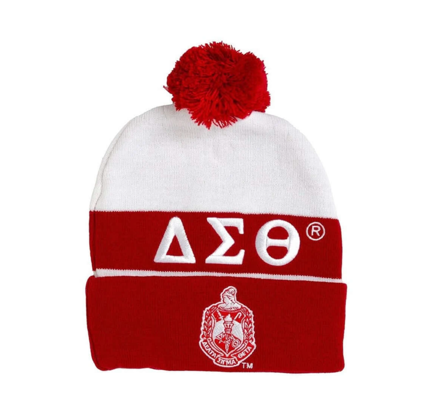 Delta Sigma Theta Winter Knit Beanie w/Pompom Red