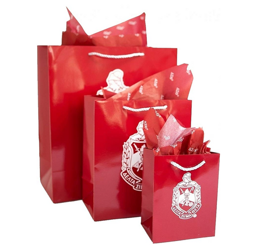 Delta Sigma Theta Paper Gift Bag Set with Decorative Tissues