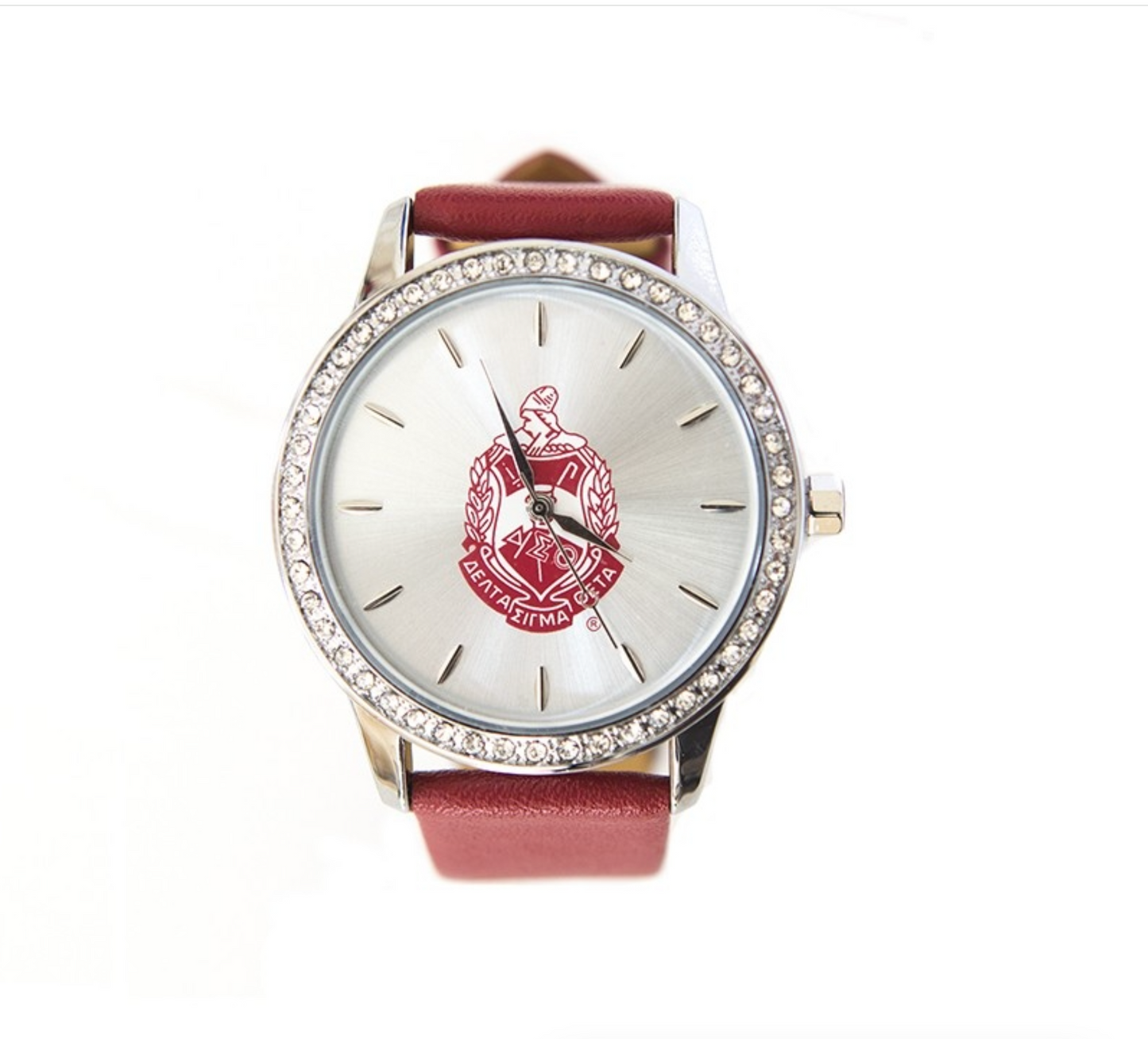 Delta Sigma Theta Sorority Red Leather Band Watch With Shield